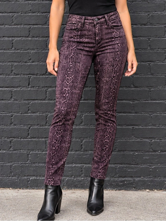 Joe's Super Chic Plum Skinny Ankle Reptile Print Jeans Waist 28 NWT