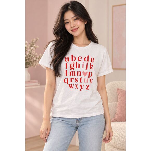 Valentine Alphabet White T-Shirt