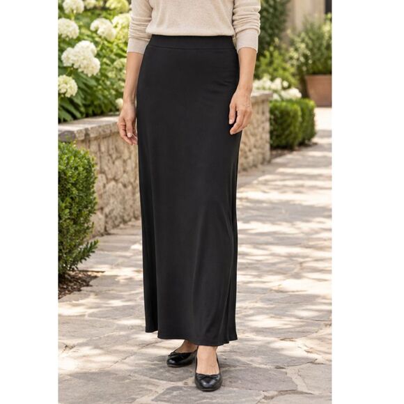 JM Collection Black Straight Maxi Skirt