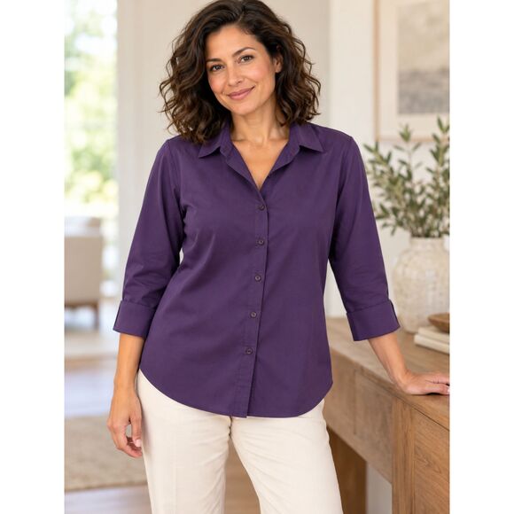 Chico's Purple No Iron Button-Down Shirt