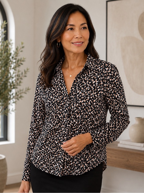 Tommy Hilfiger Black & Tan Printed Blouse