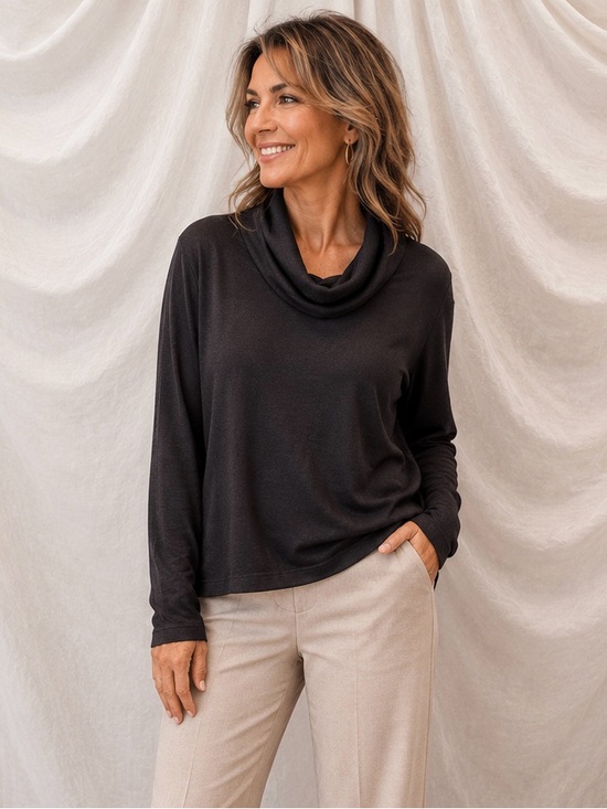 Banana Republic Luxespun Black Cowl Neck Sweater