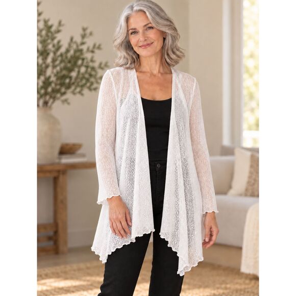 Colleen Lopez White Lace Sheer Cardigan