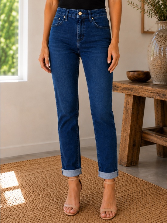 White House Black Market Slim Ankle Jeans with Gold Shimmer Cuffs