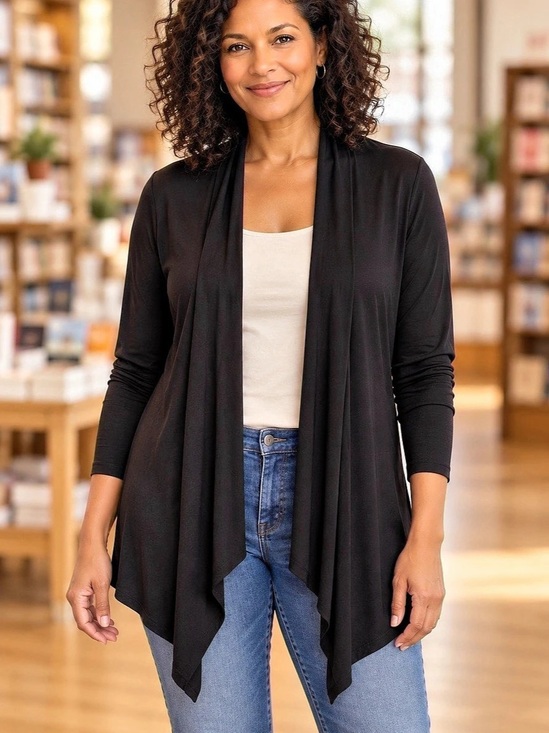 Eddie Bauer Black Open Front Cardigan XL