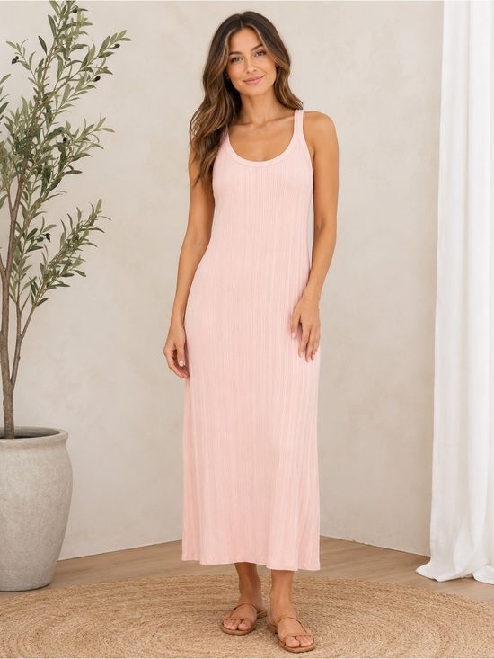 Vitamin A Blush Ribbed Maxi Dress
