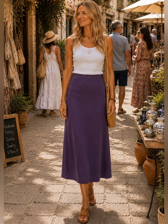 Max Studio Dark Purple Maxi Skirt