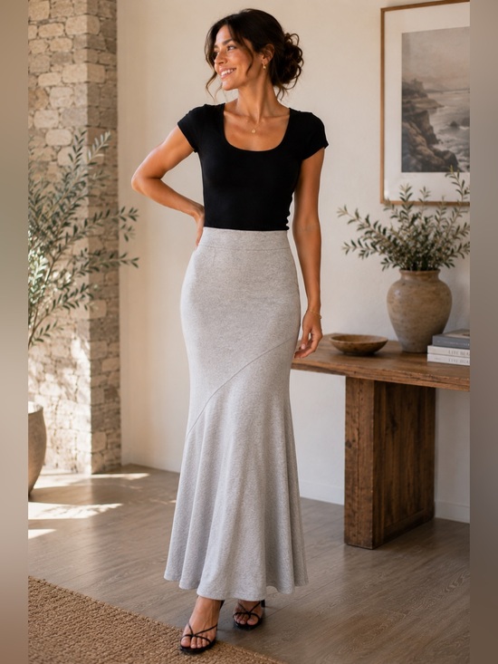 Mossimo Supply Co. Heather Gray Maxi Skirt