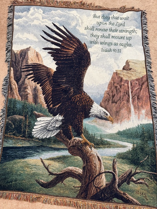 Eagle Tapestry Throw Blanket with Isaiah 40:31