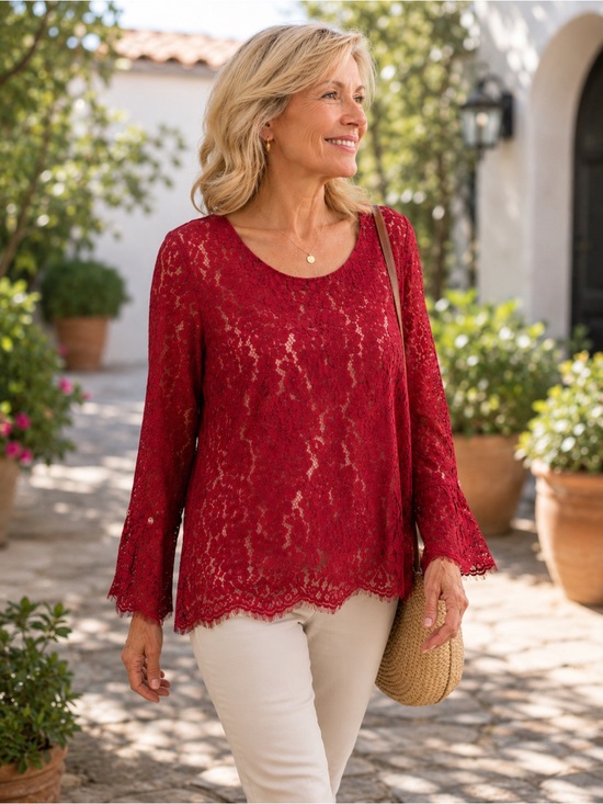 Rose & Olive Burgundy Lace Blouse