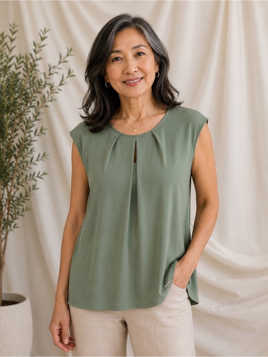 Jones New York Green Sleeveless Blouse