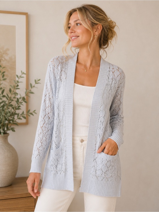 Pink Rose Women's Sky Blue Knit Cardigan