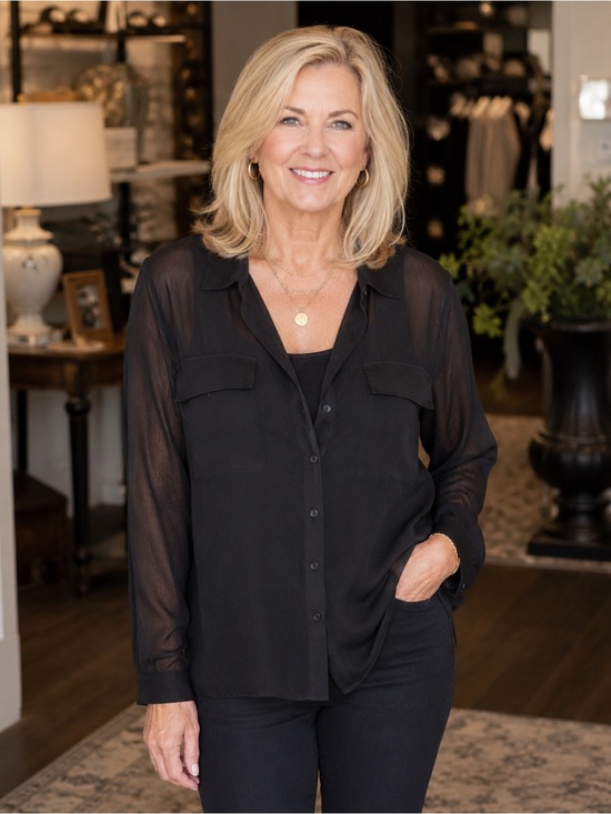 Gorgeous! Calvin Klein Black Mesh Blouse