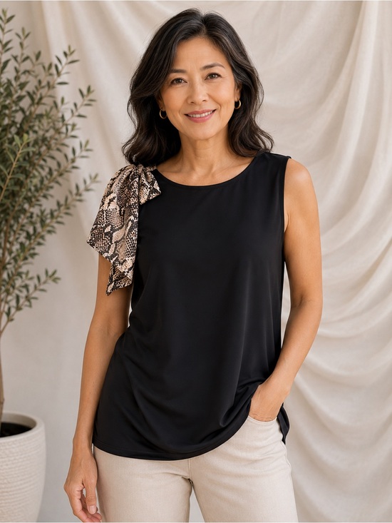 Nine West Black Sleeveless Boat Neck Shell Top
