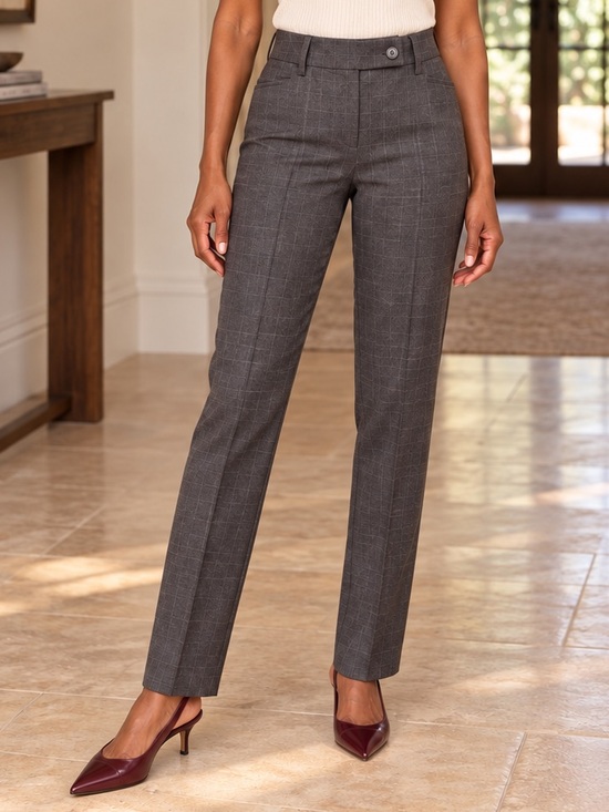 Style & Co. Charcoal Plaid Stretch Trousers