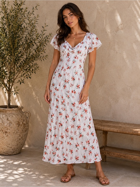 wild fable Light Blue Floral Maxi Dress