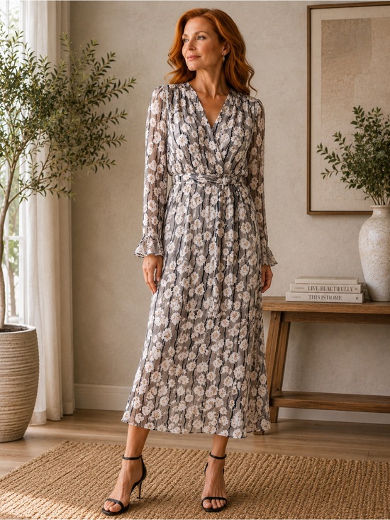 Sabina Black and White Floral Maxi Dress