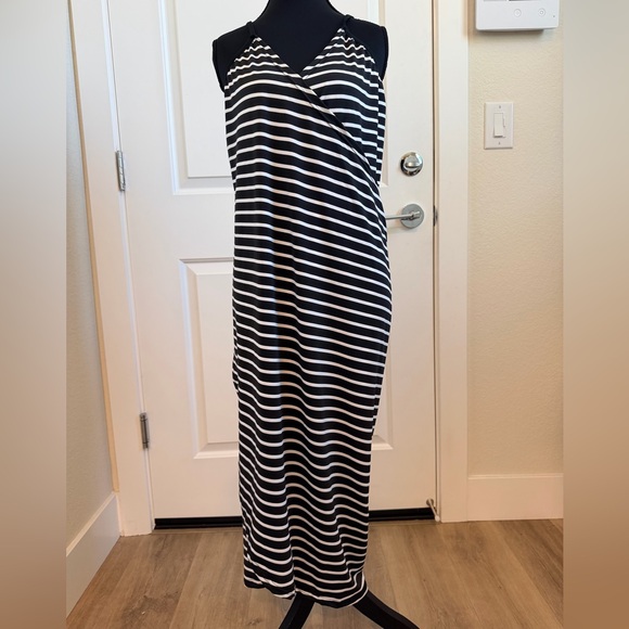 Black and White Striped Wrap Cover-Up