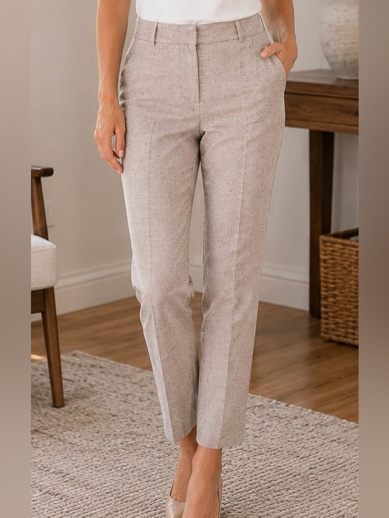 Amanda & Chelsea Straight-Leg Pants in Light Taupe