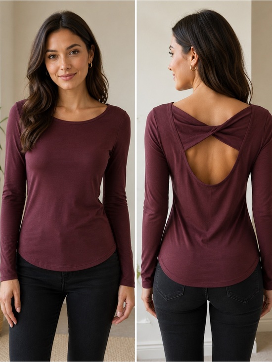 Athleta Long Sleeve Yoga Top - Burgundy