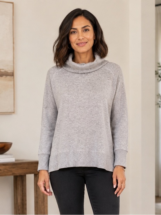 Simply Vera Vera Wang Light Gray Cowl Neck Sweater
