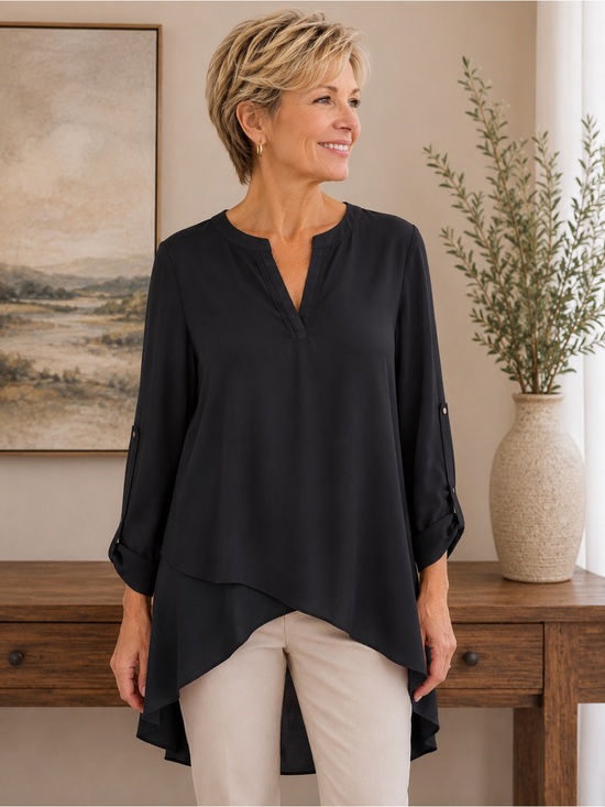 White House Black Market Elegant Black Blouse