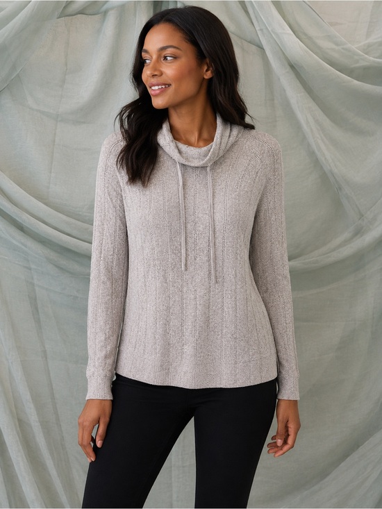 Como Vintage Light Gray Cowl Neck Sweater