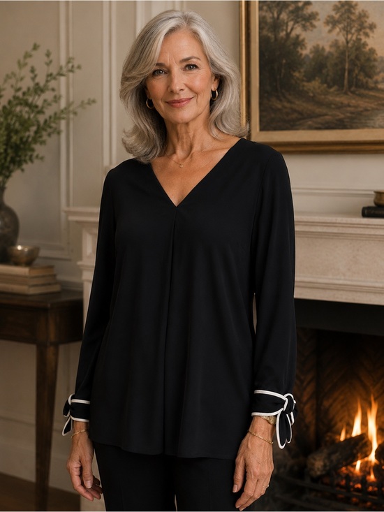 White House Black Market Elegant Black Blouse