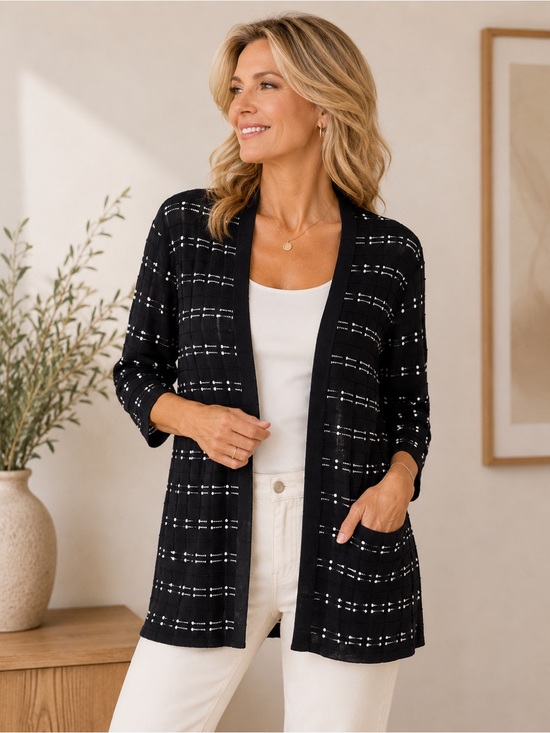 Alfani Black and White Textured Cardigan