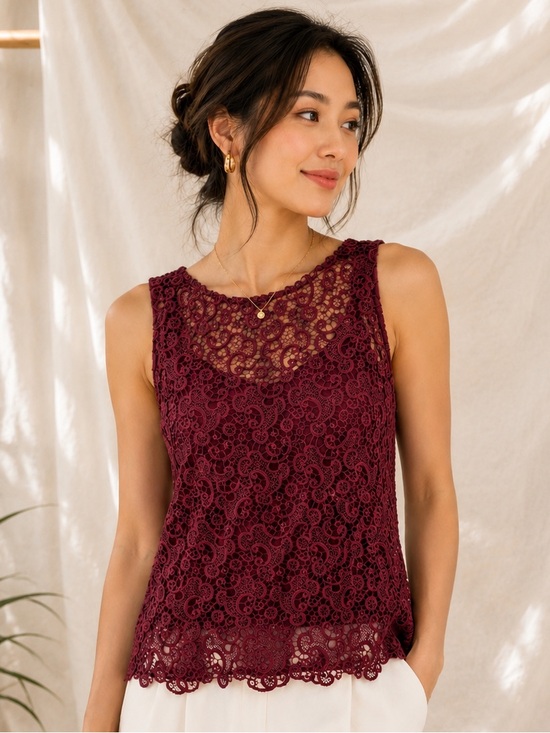 White House Black Market Lace Sleeveless  Top with Cami