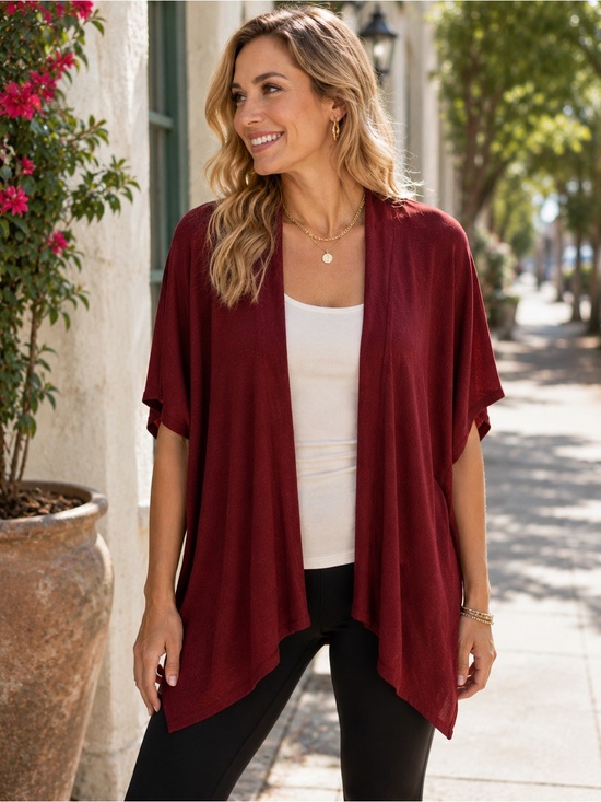 Elegant Burgundy Short Sleeve Sweater