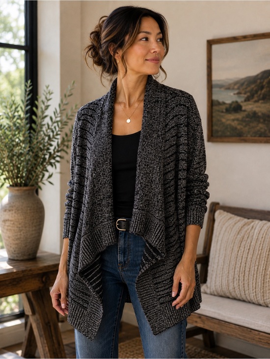 Jones New York Black and Silver Cardigan