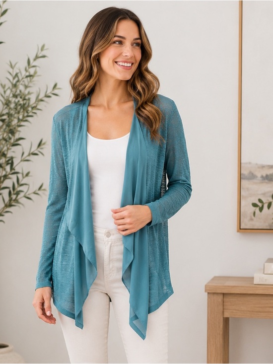 Simply Vera Vera Wang Teal Open Front Cardigan Sweater