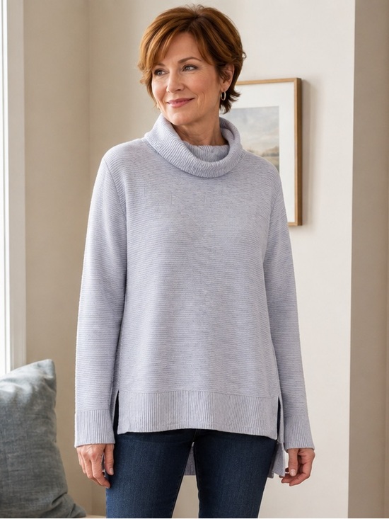 Jones New York Soft Blue Cowl Neck Sweater