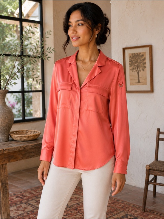 White House Black Market Coral Blouse