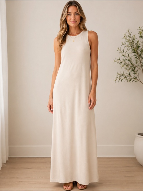Athleta Sleeveless Maxi Dress in Cream - Minimalist Everyday