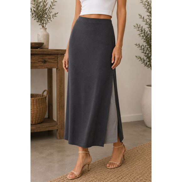 Talbot's Charcoal Gray Flowy Maxi Skirt