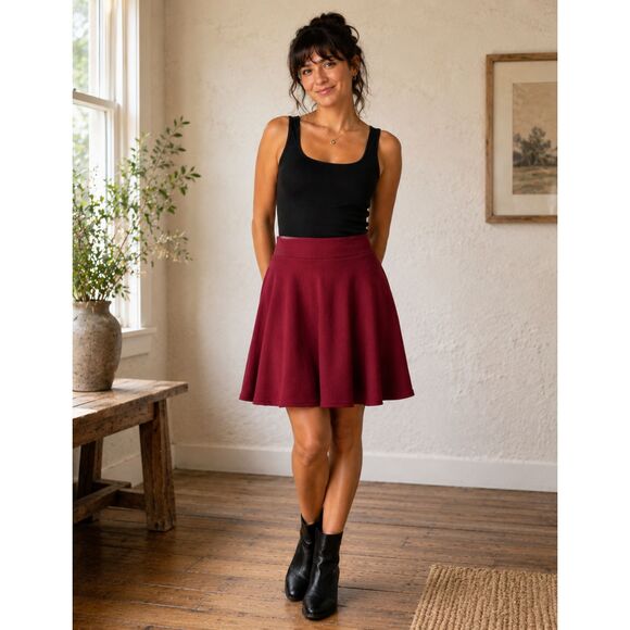Urban Coco Red Flare Skirt