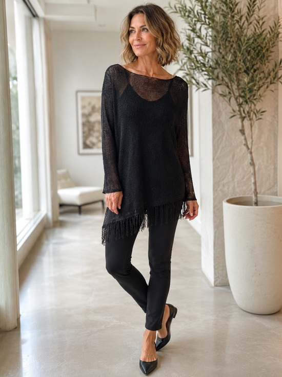 Chico's Women's Asymmetrical Black Sweater