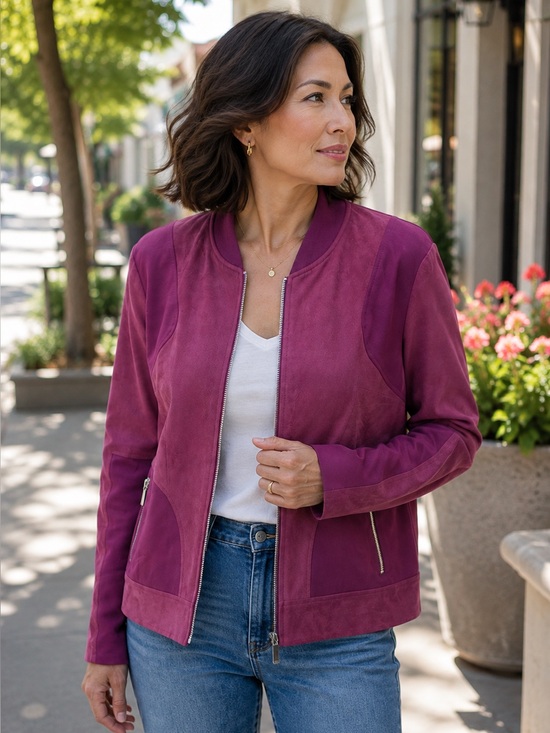 Chico's Vibrant Magenta Bomber Jacket