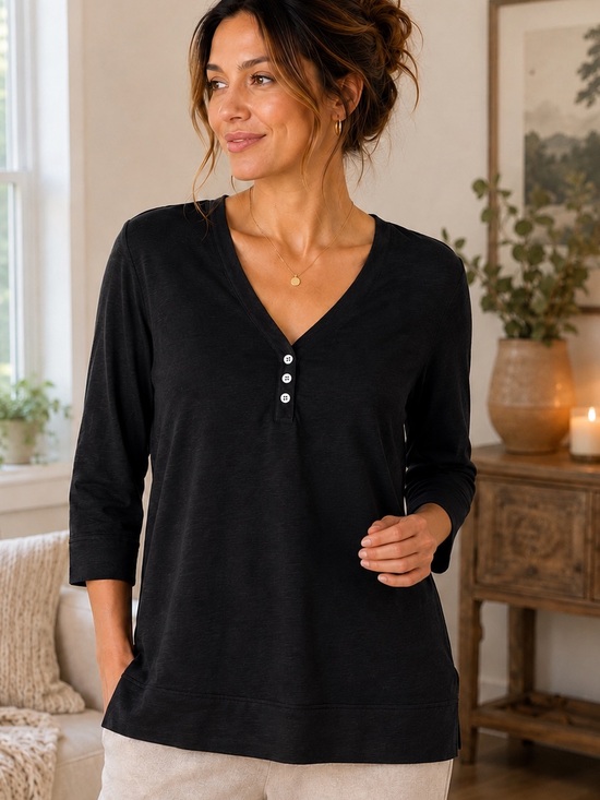 Chico's Black Cotton-Modal Blend Top