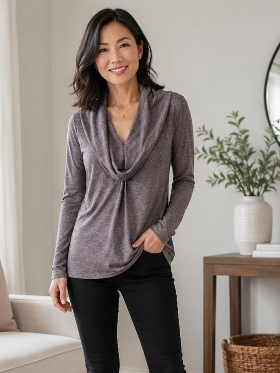 Ann Taylor Charcoal Gray Cowel Neck Sweater
