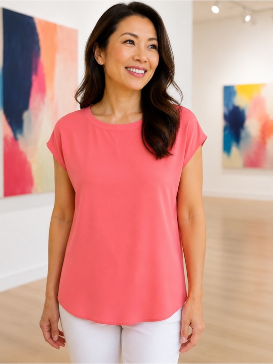 Chico's Vibrant Coral Short Sleeve Top