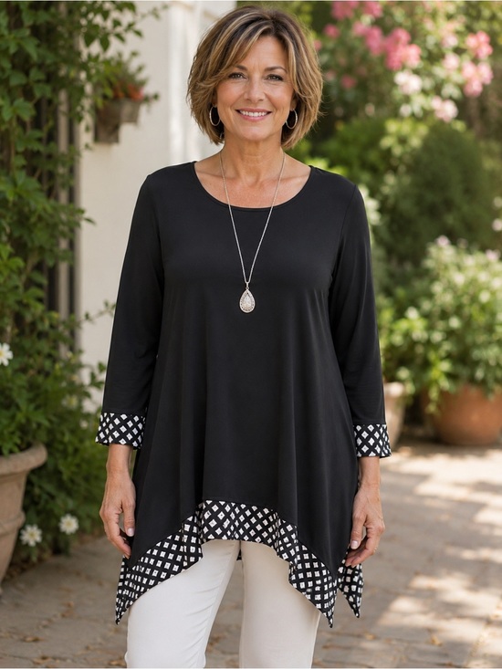 Chico's Black Blouse with Decorative Trim