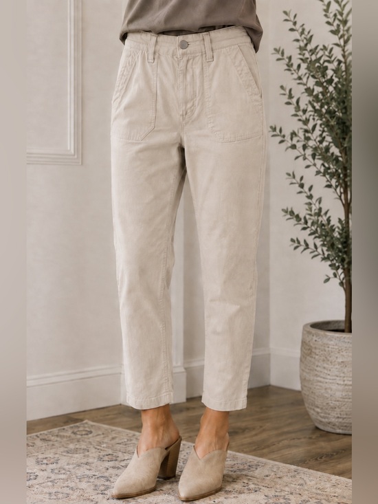 PAIGE Mayslie Tan Cropped Chinos