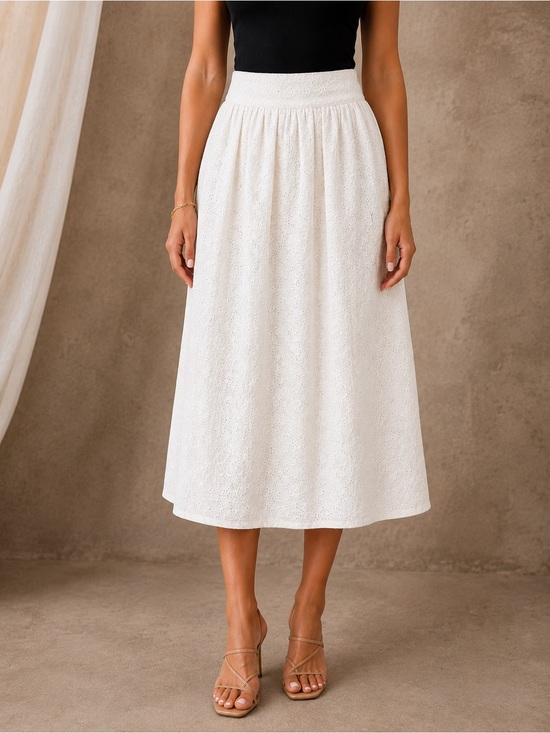 PAIGE Ojai White Eyelet Midi Skirt