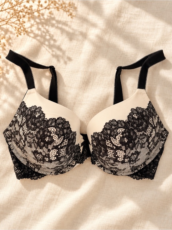 Victoria’s Secret Black and White Faux Lace Bra