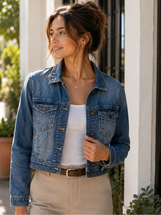 Forever 21 Premium Denim Cropped Jacket