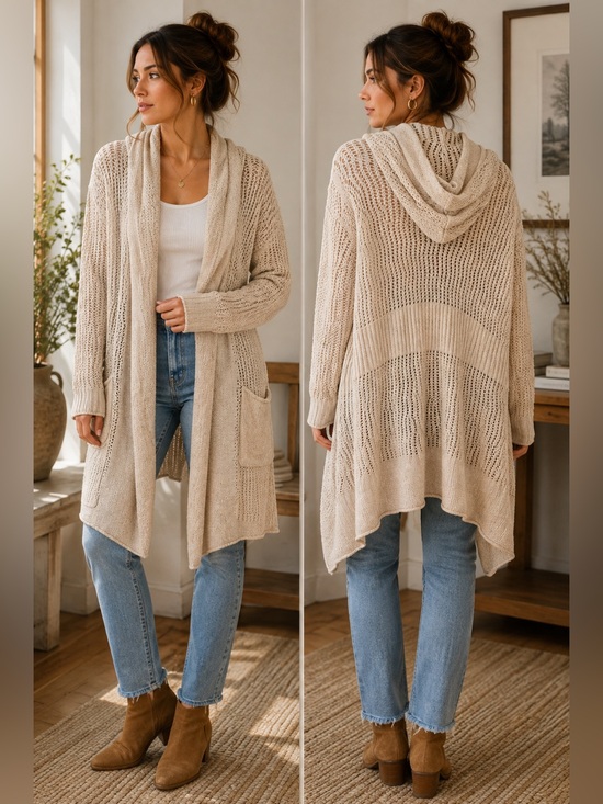 Eddie Bauer Women's Beige Knit Cardigan