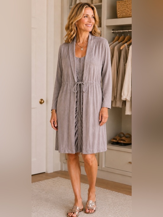SaoPaulo Taupe Tie-Waist Resort Dress